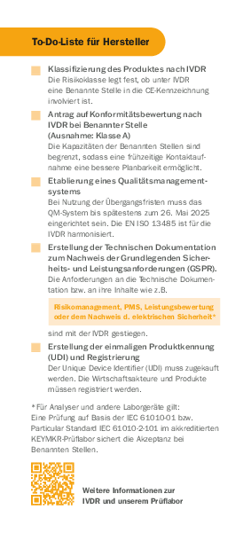 To Do Liste für IVD Hersteller zur IVD Umsetzung